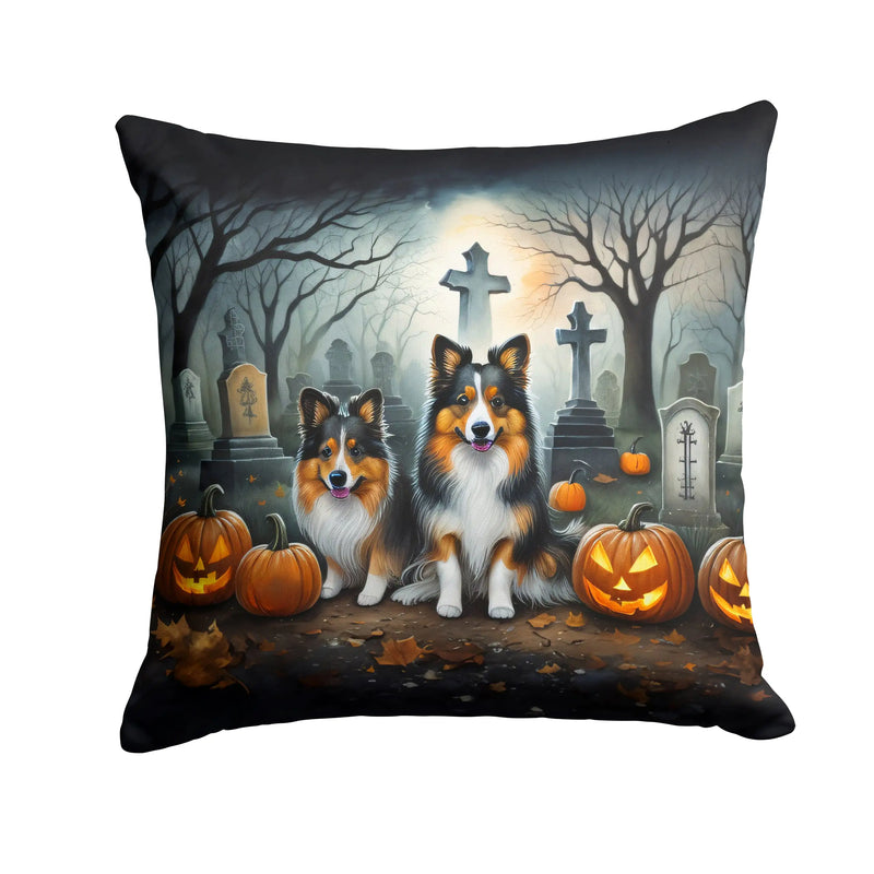 Sheltie Spooky Halloween Throw Pillow