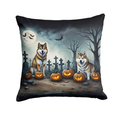 Akita Spooky Halloween Throw Pillow